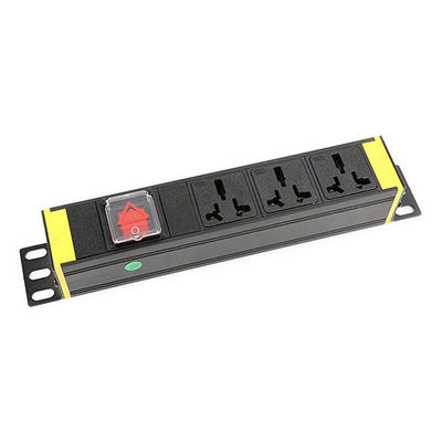 1U Thickness 3 Way Output Cabinet PDU with Switch 250V 16A Universal Power Distribution Unit