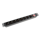 8 Way PDU Power Strip Schuko 1U With Switch And Overload Protection 250V 16A