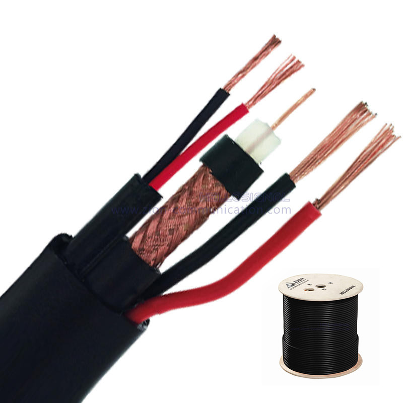 2×0.75 And 2x0.22 Coaxial Cable With Power 2 Cores 0.75mm2 75ohm For HD TV CCTV