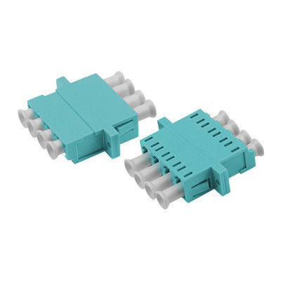 LC OM3 QUAD Asymmetric Welding Fiber Optic Adapter with Flange - ≤0.2dB Loss, Ceramic/Metal Sleeve, -40 to +85℃